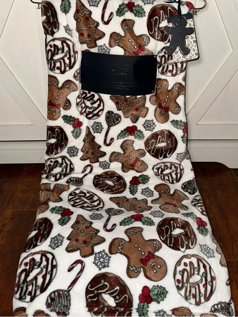 Holiday Gingerbread Man Cookie Plush Throw Blanket